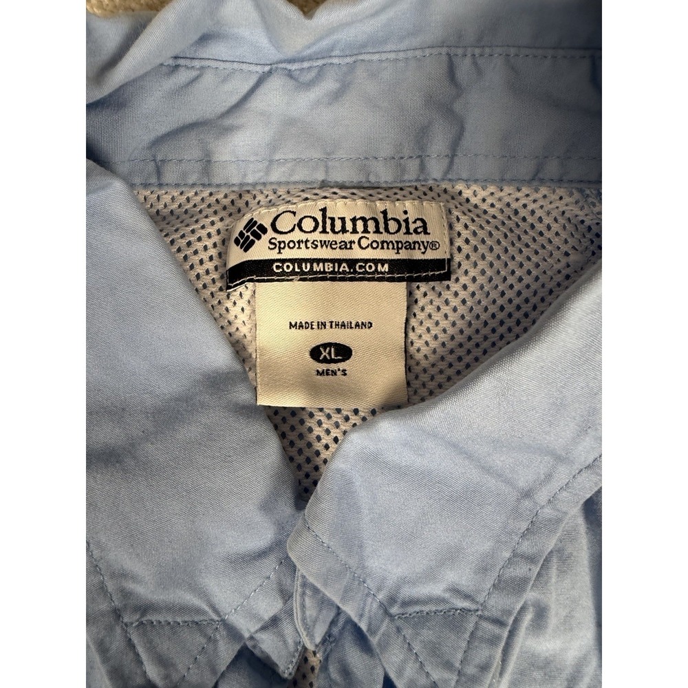 Columbia PFG Fishing Shirt Men Size XL Short Sleeve Button Up Carolina Sky Blue - Picture 3 of 10